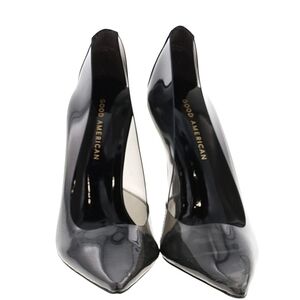 Good American Black Heels with Pointed Toe and High Stiletto Heel
